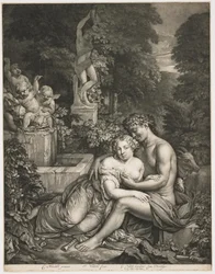 Pan og Pomona, ca. 1685 (mezzotint)